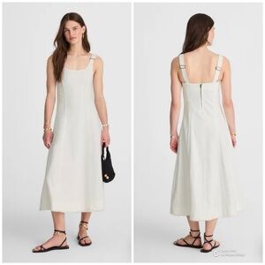 Madewell Denim Scoopneck Midi Dress in Pure White Wash Size XS NWT